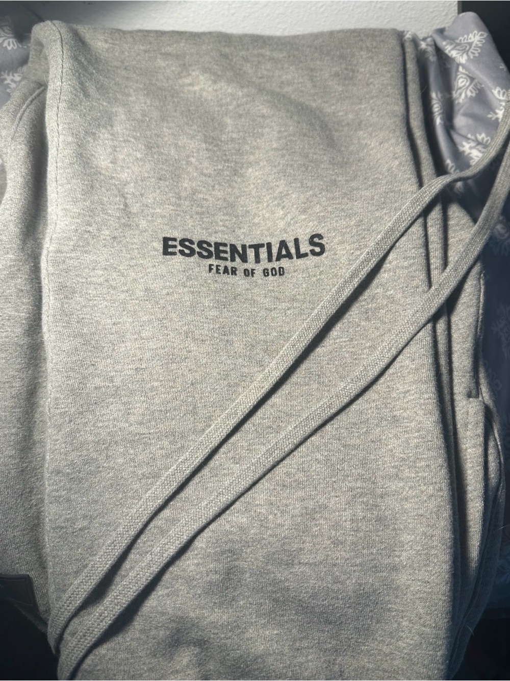 Essentials Grey Sweatpants with Logo Patch